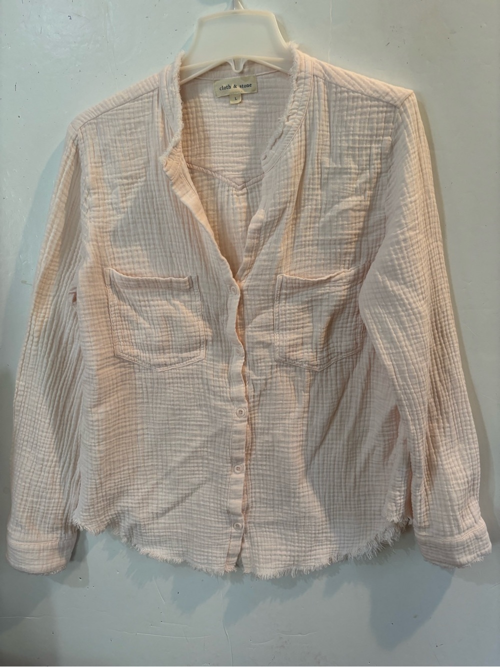 cloth & stone Pale Blush Button-Front Gauze Shirt